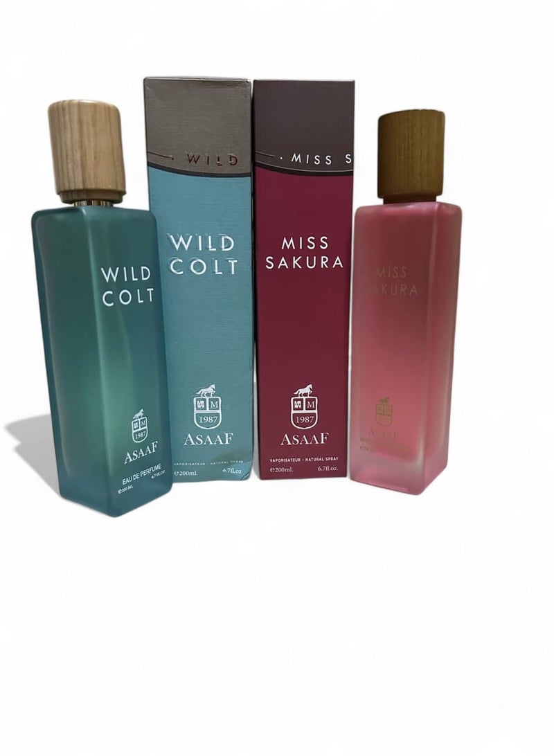 ASSAF MISS SAKURA 200ML AND WILD COLT EDP 200ML 
