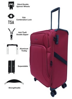 Track Lightweight Soft Shell Luggage Set of 3 Expandable Suitcase - Trolley Bags for Travel with 4 Double Wheels & TSA Lock  - Image 2