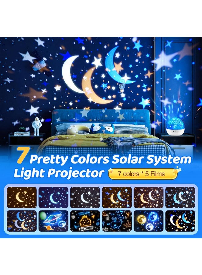 One Fire Solar System Projector Night Light for Kids Toys, 360°Rotating+5 Films Planets Space Projector Light, Planetarium Projector Space Toys, Planet Toys for Kids Night Light Projector for Kids Room Decor - Image 3