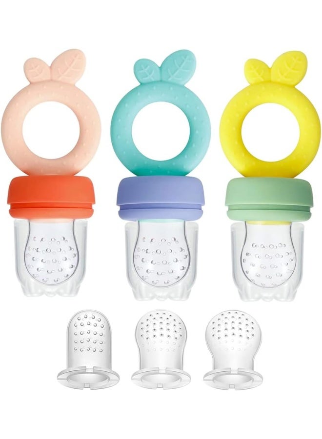 PandaEar 3 Pack Silicone Baby Fruit Feeder Pacifier – BPA Free Food Grade Mesh Feeder with 3 Sizes Silicone Pouches, Teething & Fresh Food Feeder for Infants - Image 1