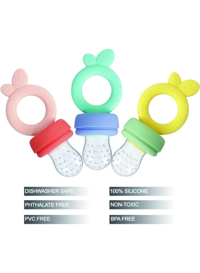 PandaEar 3 Pack Silicone Baby Fruit Feeder Pacifier – BPA Free Food Grade Mesh Feeder with 3 Sizes Silicone Pouches, Teething & Fresh Food Feeder for Infants - Image 4