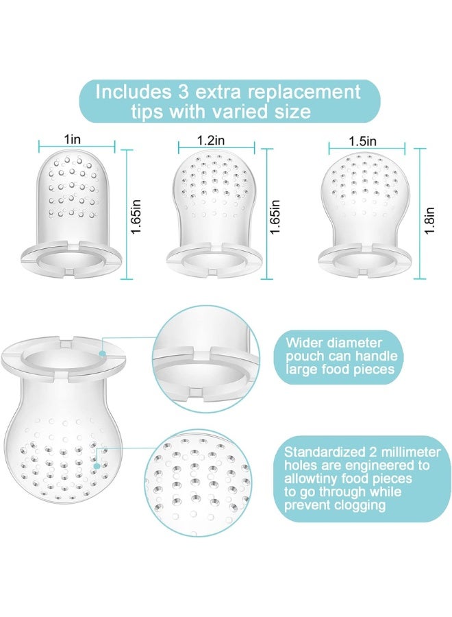 PandaEar 3 Pack Silicone Baby Fruit Feeder Pacifier – BPA Free Food Grade Mesh Feeder with 3 Sizes Silicone Pouches, Teething & Fresh Food Feeder for Infants - Image 3