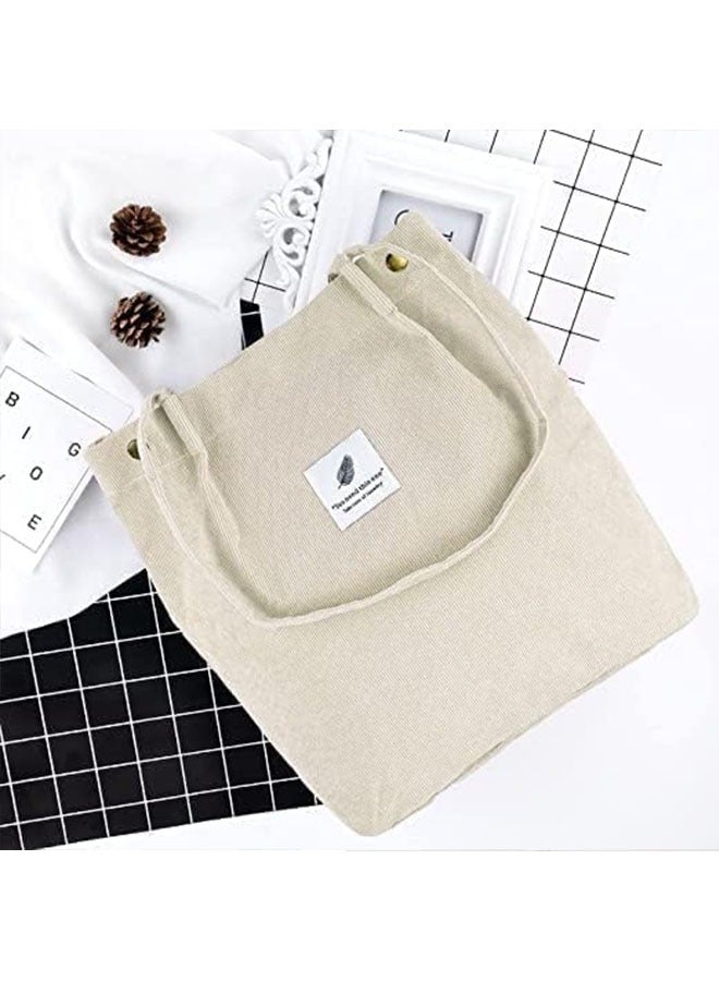 Ocean Corduroy Tote Bag with Magnetic Suction Button, Canvas Shoulder Purse, Simple, Artistic, Fresh and Portable Leisure Bag, Suitable for Work Beach Lunch Travel School Shopping Daily Time  - Image 5
