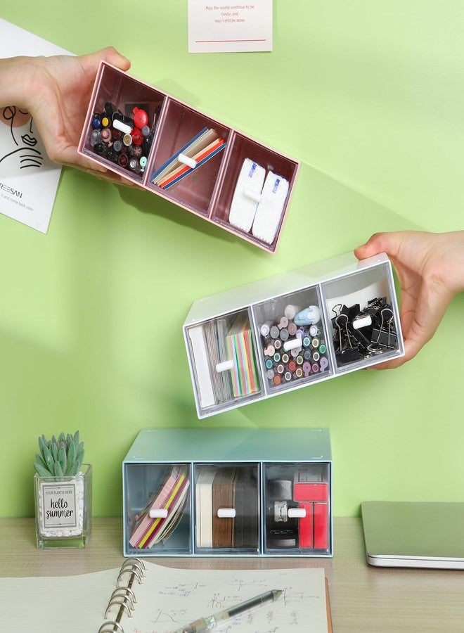 OSteed Desktop Drawers, Desk Organizer with 3 Drawers, Stackable Plastic Storage Box for Home Collection, Cosmetics, Office Supplies (1 Tall Layer, White) - Image 3