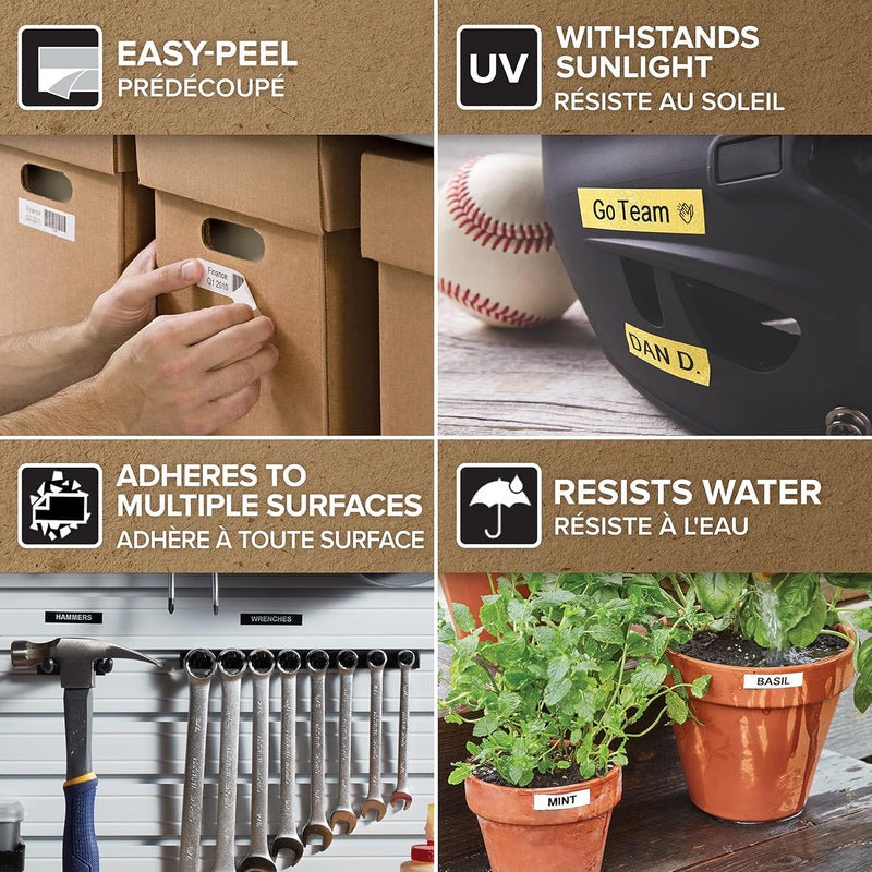 DYMO D1 Label Tape 12mm x 7m - White Print on Black Self-Adhesive Labels for Label Manager Printers - Image 5