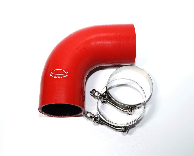 TenkeAuto 4-Ply Reinforced 2.5" ID 90 Degree Elbow Silicone Hose Coupler With T Bolt Clamp for Turbo/Intercooler/Piping (2.5'' Red) - Image 3