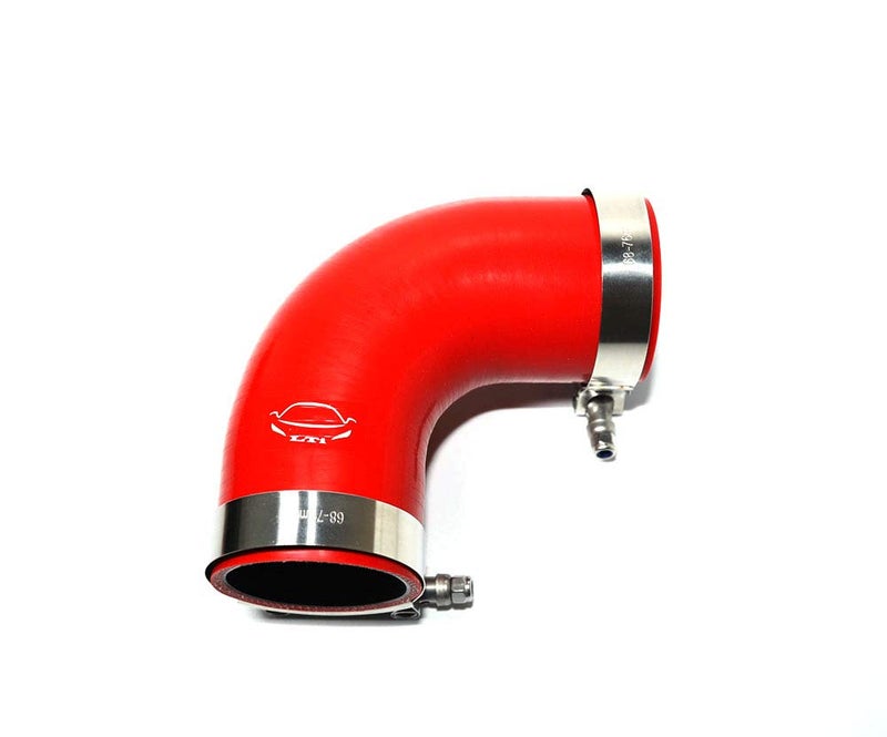 TenkeAuto 4-Ply Reinforced 2.5" ID 90 Degree Elbow Silicone Hose Coupler With T Bolt Clamp for Turbo/Intercooler/Piping (2.5'' Red) - Image 1