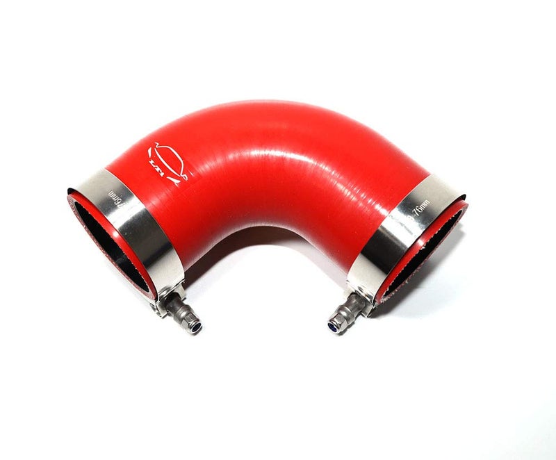 TenkeAuto 4-Ply Reinforced 2.5" ID 90 Degree Elbow Silicone Hose Coupler With T Bolt Clamp for Turbo/Intercooler/Piping (2.5'' Red) - Image 2