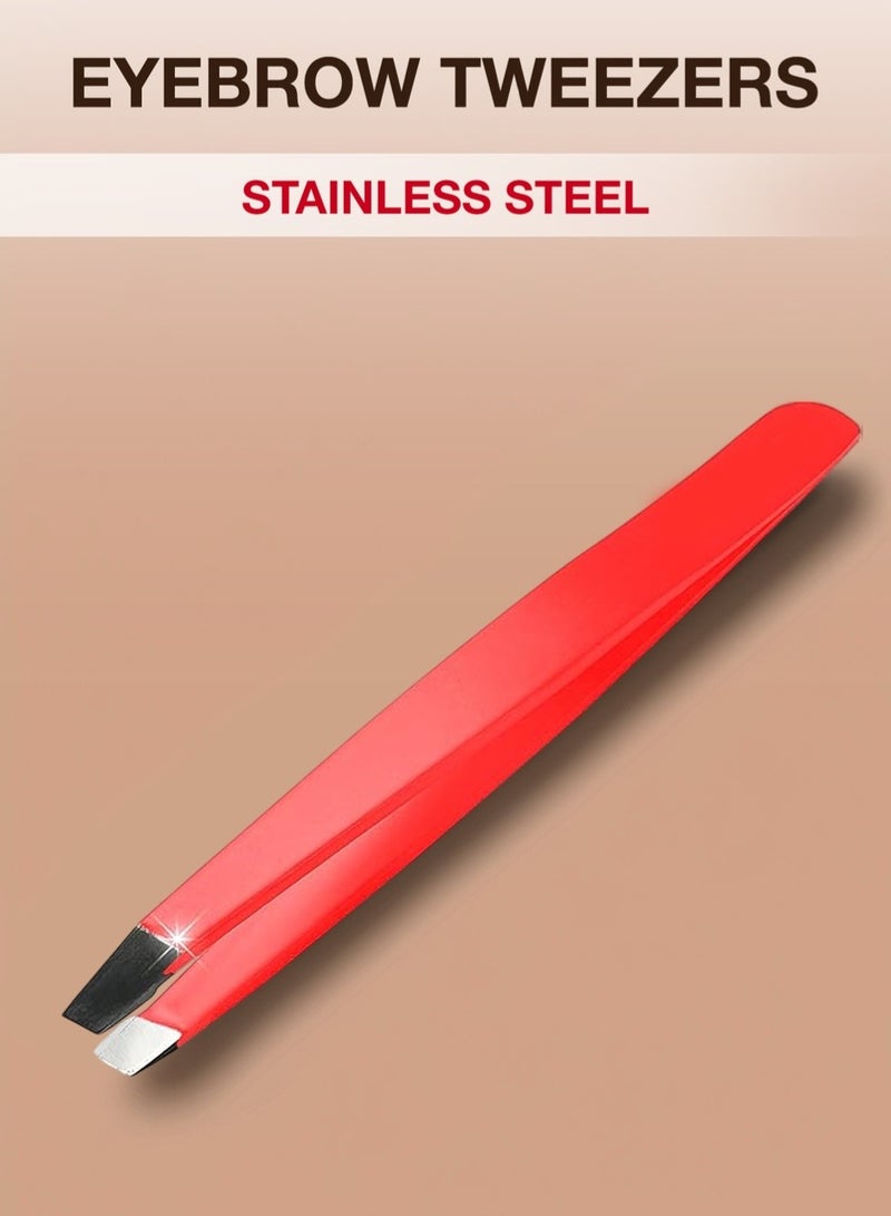 RCler lab. Professional Eyebrow Tweezers, Tweezers for Men, Women and Children, with Angled Tip for Easy Plucking of Ingrown Hairs, Stainless Steel (Pink) - Image 1