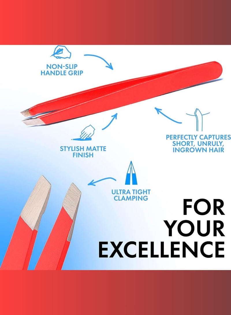 RCler lab. Professional Eyebrow Tweezers, Tweezers for Men, Women and Children, with Angled Tip for Easy Plucking of Ingrown Hairs, Stainless Steel (Pink) - Image 2