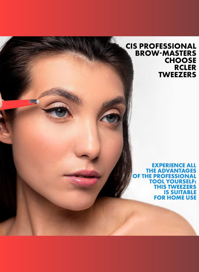 RCler lab. Professional Eyebrow Tweezers, Tweezers for Men, Women and Children, with Angled Tip for Easy Plucking of Ingrown Hairs, Stainless Steel (Pink) - Image 3