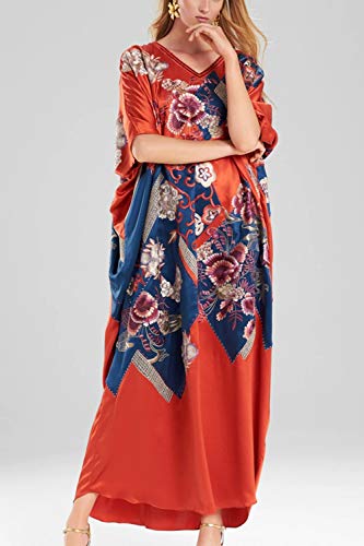 YouKD Women's Summer Bohemian Long Kaftan Ethnic Pattern Maxi Dress Beach Bikini Cover Ups Sunblock - Image 2
