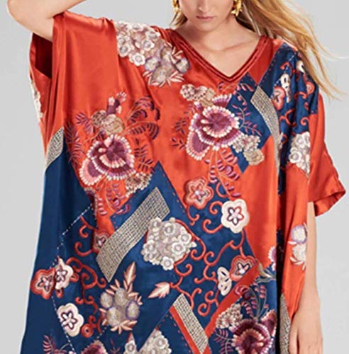 YouKD Women's Summer Bohemian Long Kaftan Ethnic Pattern Maxi Dress Beach Bikini Cover Ups Sunblock - Image 3