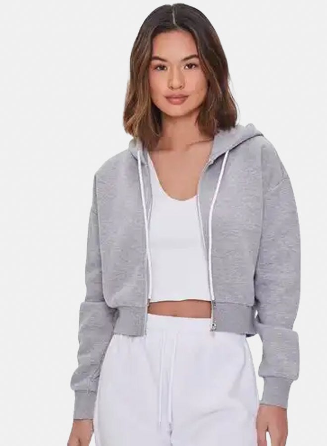 FOREVER 21 Basic Fleece Zip-Up Hoodie  - Image 1