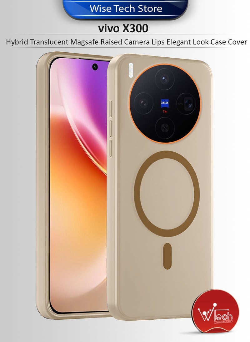 دبليو تيك فيفو X300 5G 2025 شفاف هجيني مع MagSafe وشحن مغناطيسي ورفع حواف الكاميرا غطاء أنيق - بني - Image 1