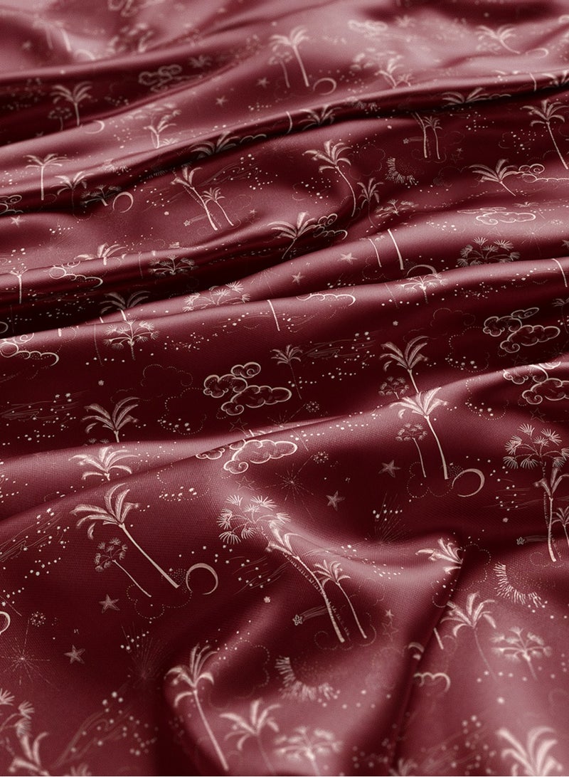 فيلاتو Ù‚Ù…Ø§Ø´ Ø­Ø±ÙŠØ± Ø§Ù„Ù„ÙŠÙ„ Ø¹Ø±Ø§Ù…Ù†ÙŠ Ø¨Ø§Ù„ÙŠØ§Ø±Ø¯Ø© Ø£Ø­Ù…Ø± Ø£Ø¨ÙŠØ¶ Ù†Ø®ÙŠÙ„ Ù†Ø¬ÙˆÙ… Ø¬Ù„Ø§Ø¨ÙŠØ§Øª Ù…Ø®ÙˆÙŠØ± Ø®ÙŠØ§Ø·Ø© 58 Ø¨ÙˆØµØ© Ø¹Ø±Ø¶ - Image 3