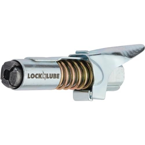 LockNLube Grease Gun Coupler locks onto Zerk fittings. Grease goes in, not on the machine. World's best-selling original locking grease coupler. Rated 10,000 PSI. Long-lasting rebuildable tool. - Image 5
