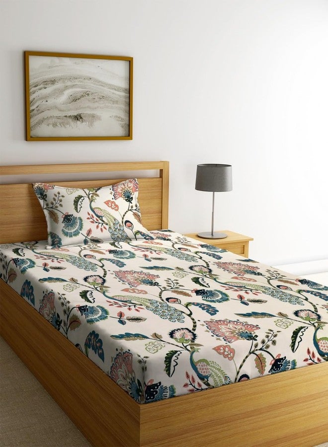 Sleep Home Microfiber Single Bedsheet for Single Bed|Hypo-Allergenic Floral Design Bed Spread|Wrinkle Free Bedsheets/Bedcover|1 Pillow Covers Included(60X90 Inches|),144 TC - Image 1