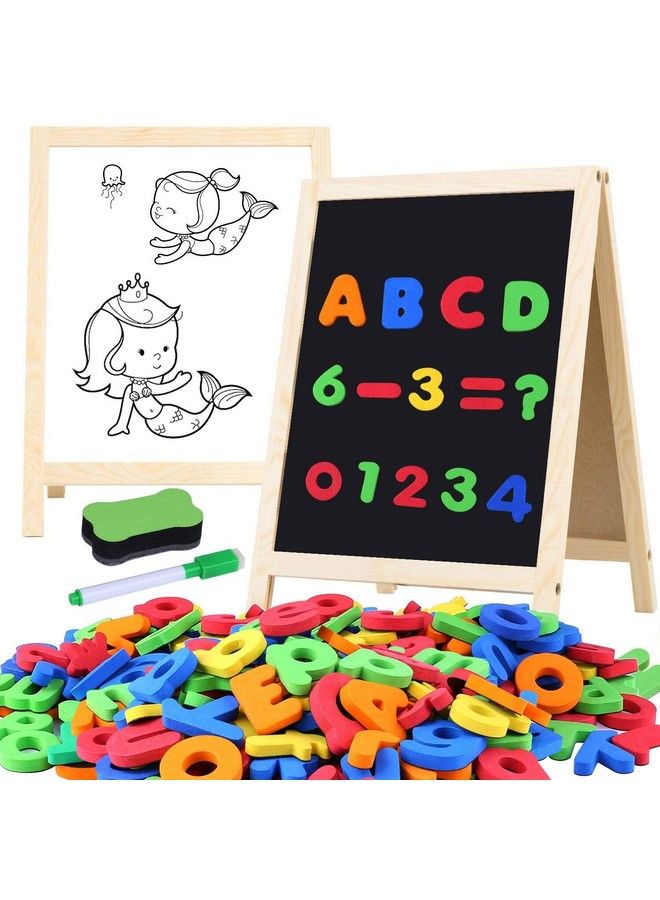 Ginmic Magnetic Letters And Numbers With Easel For Kids/Toddlers Magnetic Whiteboard & Chalkboard W/Dry Erase Markers Abc Magnets Alphabet Letters Learning Set Classroom Home Education Toys - Image 2