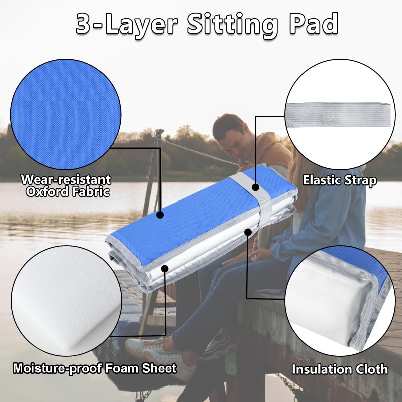 Cosmos 2 Pcs Foldable Sitting Pad Seat Cushion Portable Sitting Mat Foam Camping Sit Cushion Insulated Sitting Pad Hiking Sitting Mat Waterproof Seating Mat with Strap for Travel Picnic Hiking Fishing - Image 2