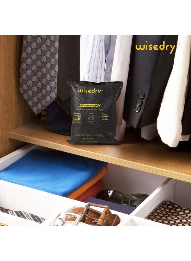 wisedry 4 x 500 Grams [4.4 lbs] Rechargeable Silica Gel Car Dehumidifier, Microwave Fast Reactivated Desiccant Packets Large for Gun Safe Closet Basement Garage Storage Moisture Absorber Bag Reusable - Image 5