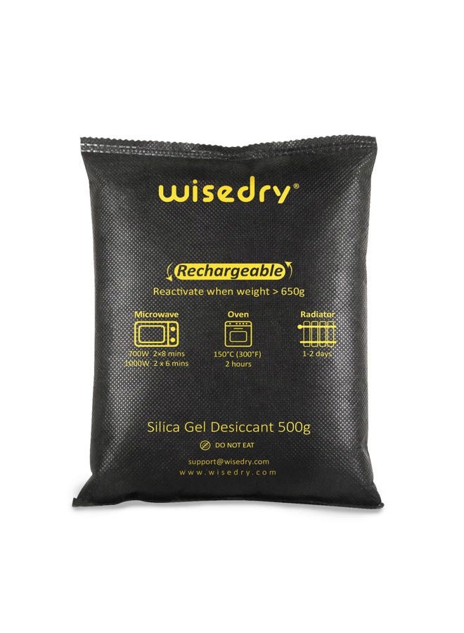 wisedry 4 x 500 Grams [4.4 lbs] Rechargeable Silica Gel Car Dehumidifier, Microwave Fast Reactivated Desiccant Packets Large for Gun Safe Closet Basement Garage Storage Moisture Absorber Bag Reusable - Image 1