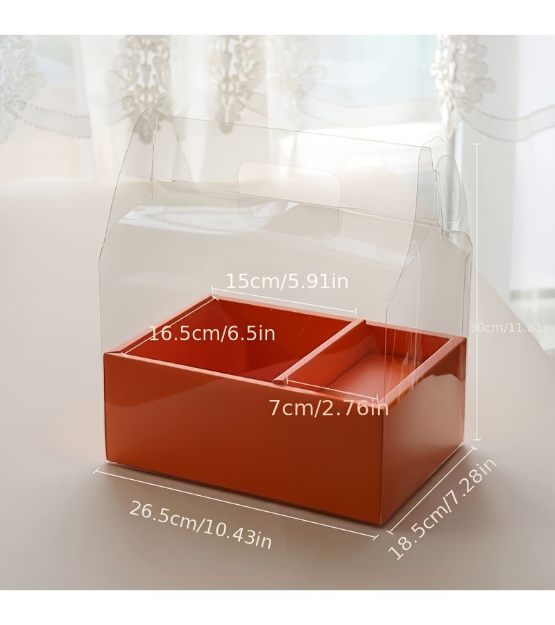 Transparent Fresh Flower Cake Box Gift Holder Orange. - Image 3