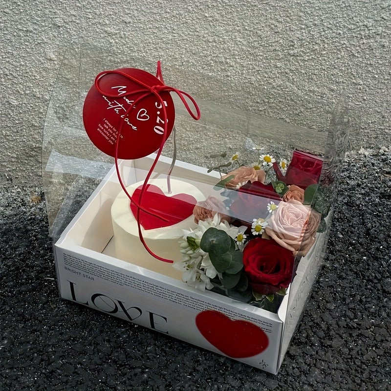Transparent Fresh Flower Cake Box Gift Holder Orange. - Image 5