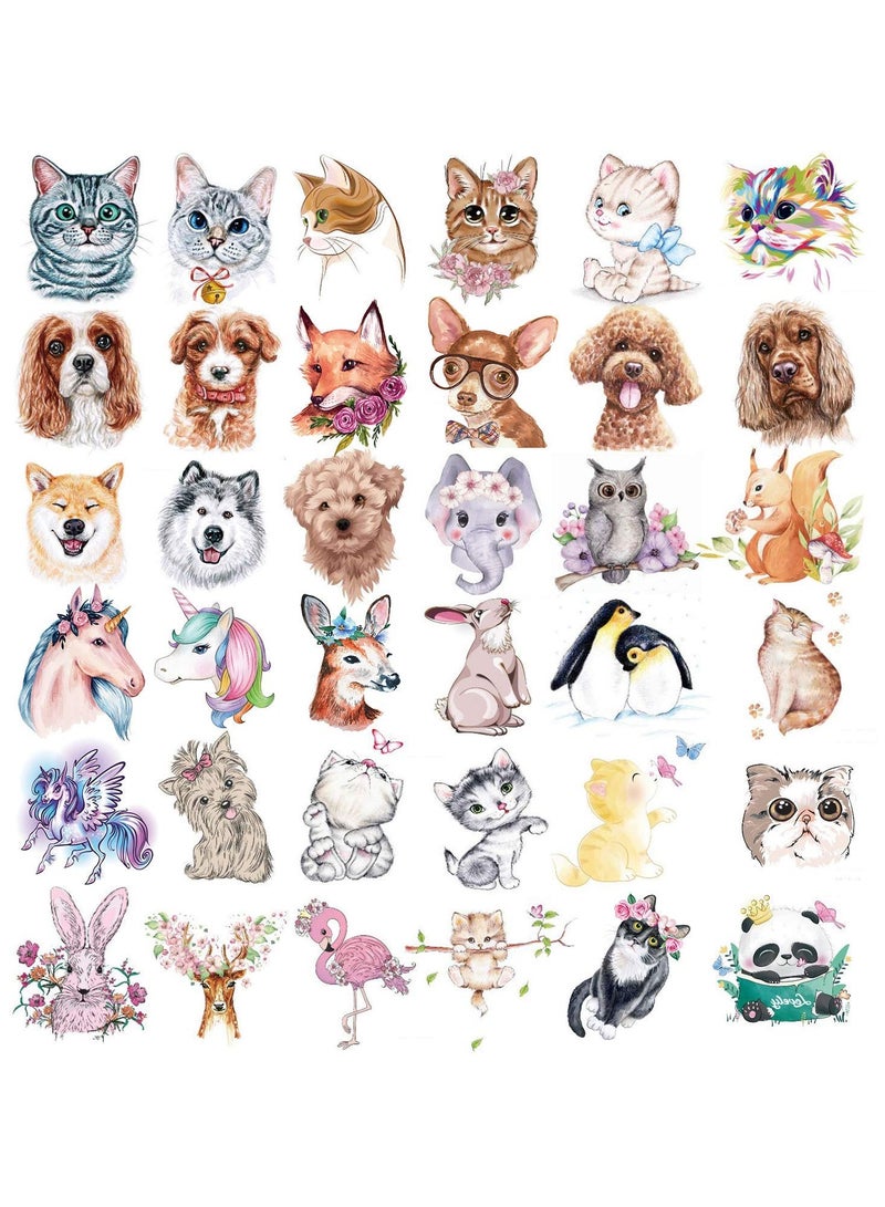 قوس قزح أورينبو 36 ورقة وشم مؤقتة بموضوع الحيوانات للأطفال، فنون مميزة للجسم بنمط حديقة حيوان، وشم مقاوم للماء، وشم للأطفال الصغار، وشم مزيف للأولاد والبنات - Image 1