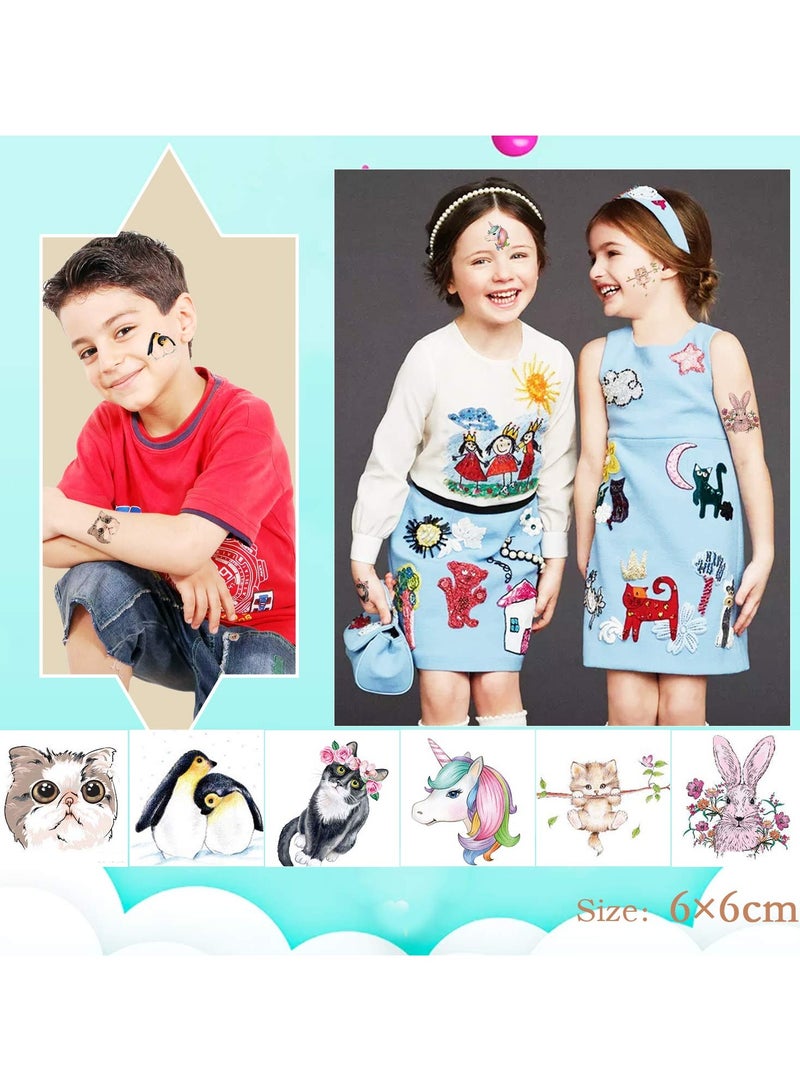 قوس قزح أورينبو 36 ورقة وشم مؤقتة بموضوع الحيوانات للأطفال، فنون مميزة للجسم بنمط حديقة حيوان، وشم مقاوم للماء، وشم للأطفال الصغار، وشم مزيف للأولاد والبنات - Image 2