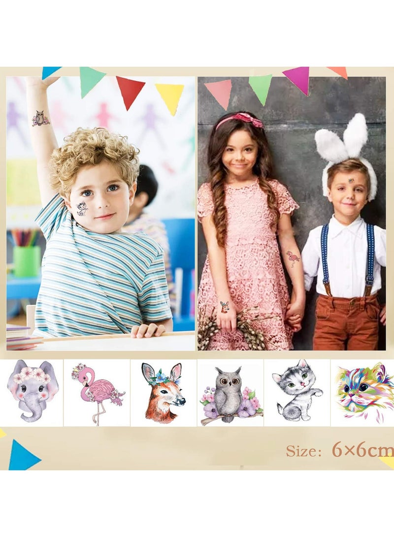 قوس قزح أورينبو 36 ورقة وشم مؤقتة بموضوع الحيوانات للأطفال، فنون مميزة للجسم بنمط حديقة حيوان، وشم مقاوم للماء، وشم للأطفال الصغار، وشم مزيف للأولاد والبنات - Image 4