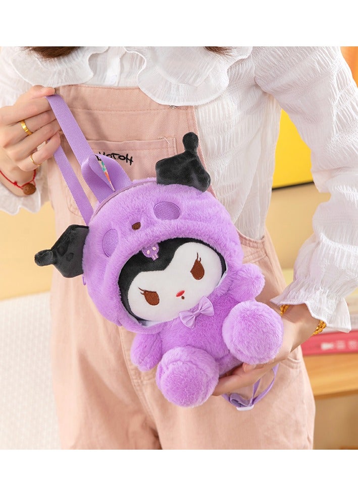 Sanrio Kawaii Kid's Backpack,Mini Plush Backpack，Cartoon Bag Soft Fuzzy Furry Handbags Backpacks Great Present for Kids Kuromi  - Image 3