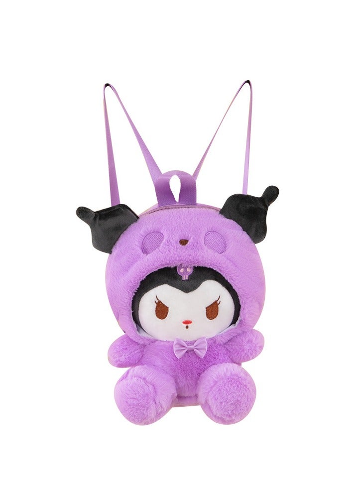Sanrio Kawaii Kid's Backpack,Mini Plush Backpack，Cartoon Bag Soft Fuzzy Furry Handbags Backpacks Great Present for Kids Kuromi  - Image 4