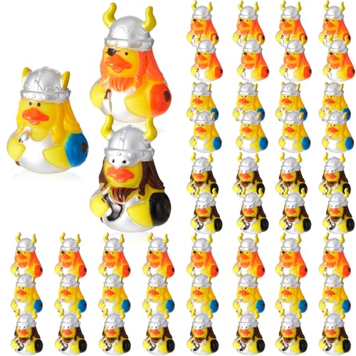 Deekin 50 Pcs Assorted Viking Rubber Ducks in Bulk 2 Inch Rubber Duckies for Medieval Themed Party Supplies Mini Bath Toys for Baby Shower Pool Party - Image 1