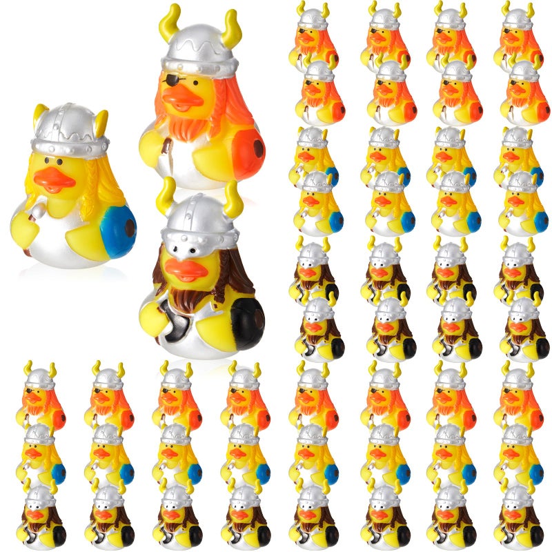 Deekin 50 Pcs Assorted Viking Rubber Ducks in Bulk 2 Inch Rubber Duckies for Medieval Themed Party Supplies Mini Bath Toys for Baby Shower Pool Party - Image 3