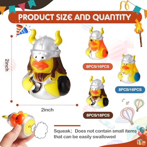 Deekin 50 Pcs Assorted Viking Rubber Ducks in Bulk 2 Inch Rubber Duckies for Medieval Themed Party Supplies Mini Bath Toys for Baby Shower Pool Party - Image 5