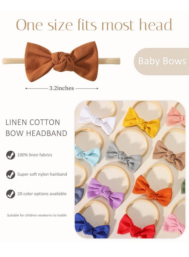 چولي بوز 20 قطعة 3.2 بوصة عصابات رأس من الكتان للفتيات الصغيرات وربطات شعر من النايلون المطاطي لحديثي الولادة وإكسسوارات شعر الأطفال الصغار - Image 2