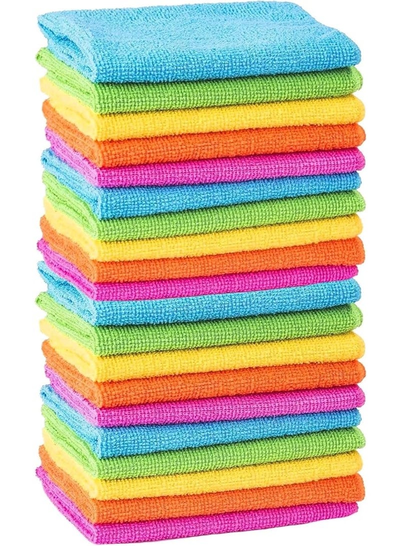 20 Microfibre Cleaning Cloths Dusters Car Bathroom Polish Towels (20), Multi-coloured - Image 1