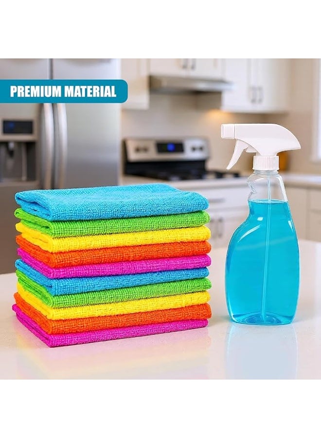 20 Microfibre Cleaning Cloths Dusters Car Bathroom Polish Towels (20), Multi-coloured - Image 2