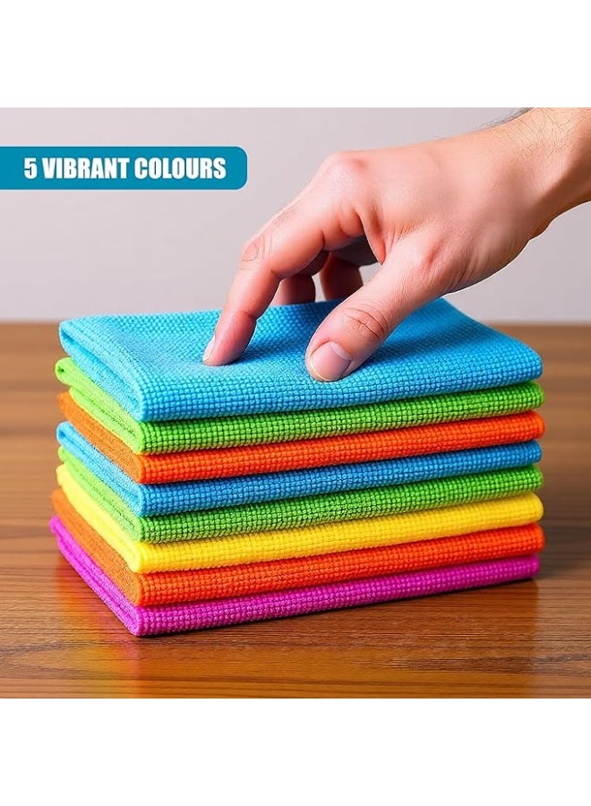 20 Microfibre Cleaning Cloths Dusters Car Bathroom Polish Towels (20), Multi-coloured - Image 4