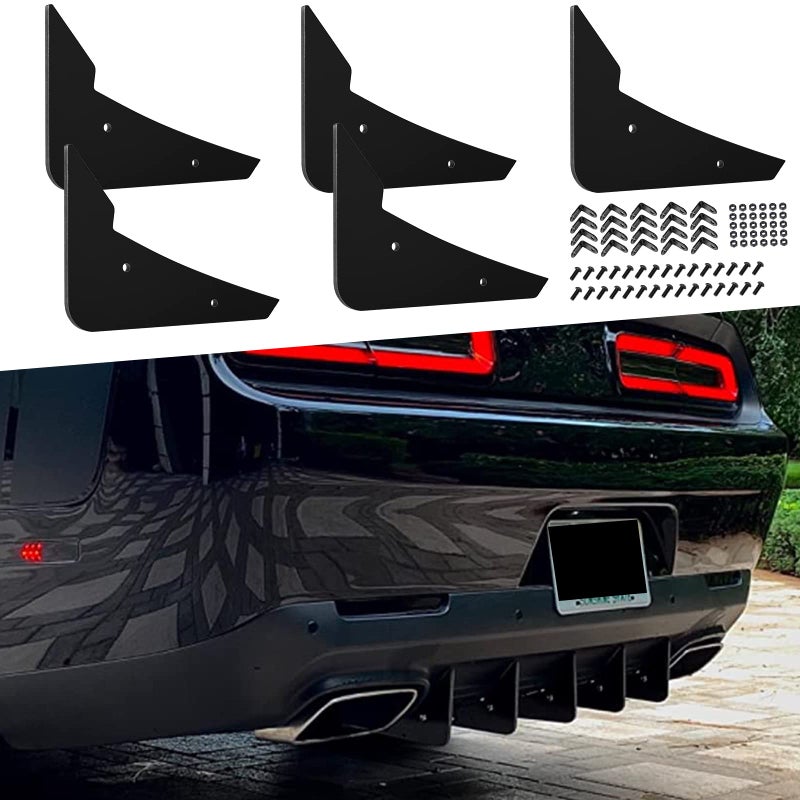 Rear Diffuser 5 Fins V3 Set for Dodge Challenger 20152024 Stock Rear Bumper Black Rear Bumper Diffuser Shark Fin
