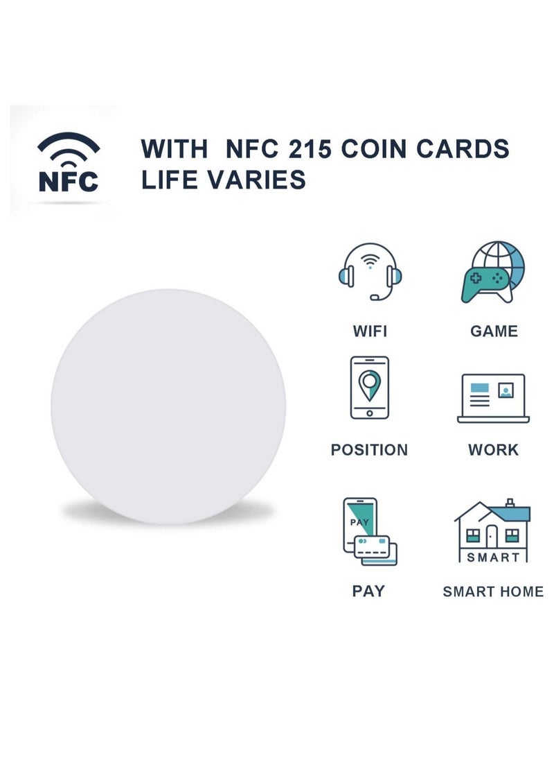 Excefore - 20pcs NFC 215 Cards NTAG215 NFC Round Cards NFC 215 Card Tag Compatible With TagMo And Amiibo and NFC Enabled Mobile Phones And Devices - Image 1