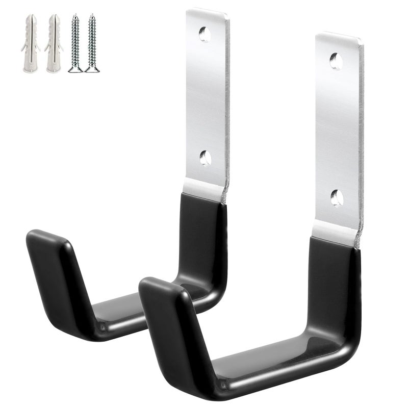 GeeWatom Heavy Duty Steel Garage HooksGarage Storage Utility HooksAntiSlip Hanger Tool OrganizerSteel Wall Mount Organizer Garden Hose Hanger Small2PC