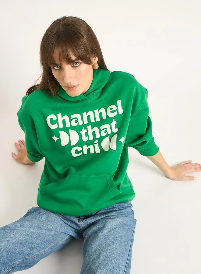 Femmella  Green Oversized Hoodie with Front Pocket for Women | Best Price UAE