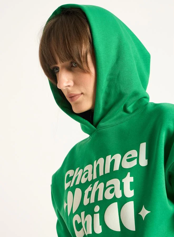 Femmella  Green Oversized Hoodie with Front Pocket for Women | Best Price UAE