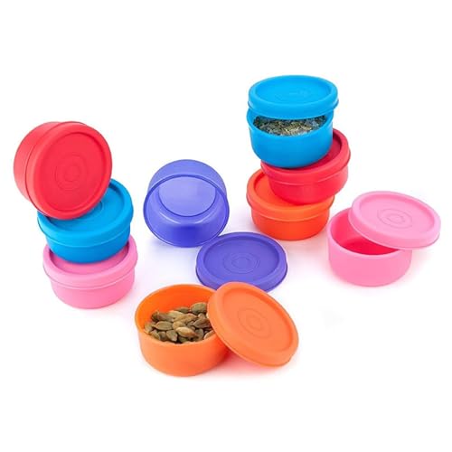 Clazkit حاويات تخزين دائرية صغيرة من بلاستيك كلزكيت خالية من BPA | محكمة الإغلاق ومقاومة للتسرب | آمنة للاستخدام في الميكروويف وغسالة الصحون | مثالية للنزهات، والتسلق، وتخزين المطبخ (40 مل × 9 | متعددة الألوان) - Image 1
