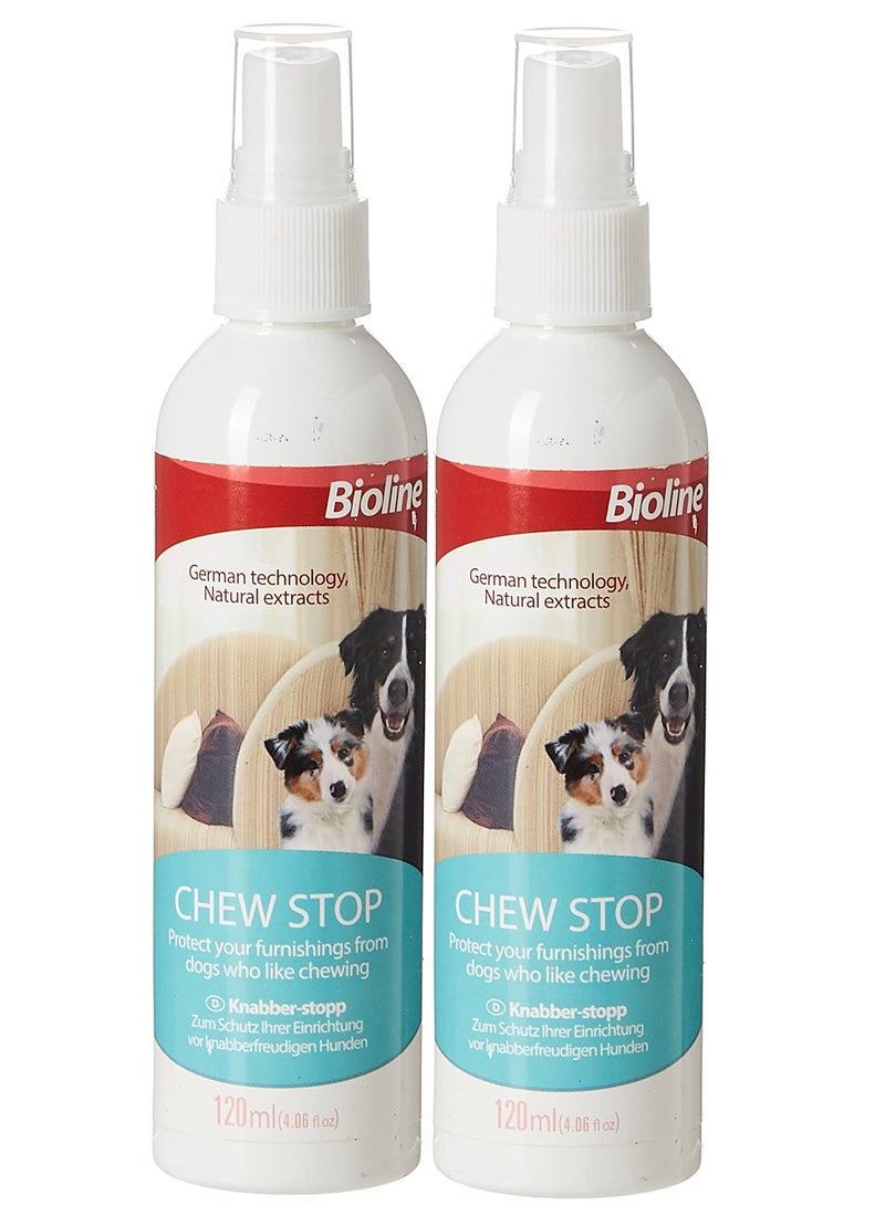 Bioline Chew Stop Dog Spray Natural Extracts 2X120ml - Image 1
