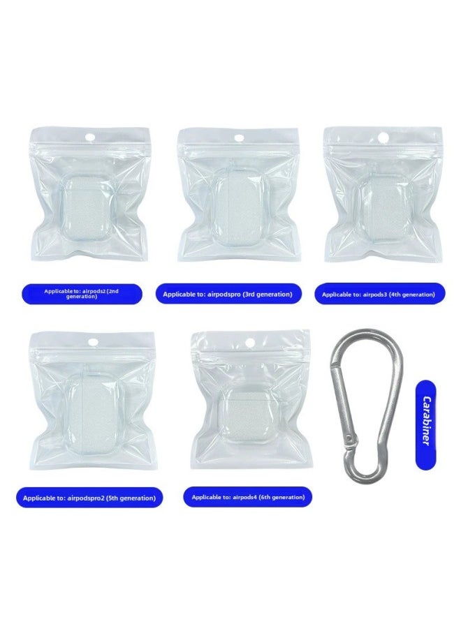 Generic - Suitable For Airpods Transparent Pro2 Earphone Case 3 Generation Apple Bluetooth Earphone Case Earphone Case Pro Protective Cover-Color:TPU Soft Shell Pearl Bag Silver Mountaineering Buckle-Applicab - Image 1