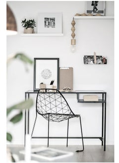 Old_Feller Modern Versatile Glass Entryway Table, Laptop Table ,Steel Black Tempered Glass Sofa Table, Metal Frame, Easy to Assemble, Adjustable Feet, for Living Room, Hallway, Black 74X100X36cm  - Image 4