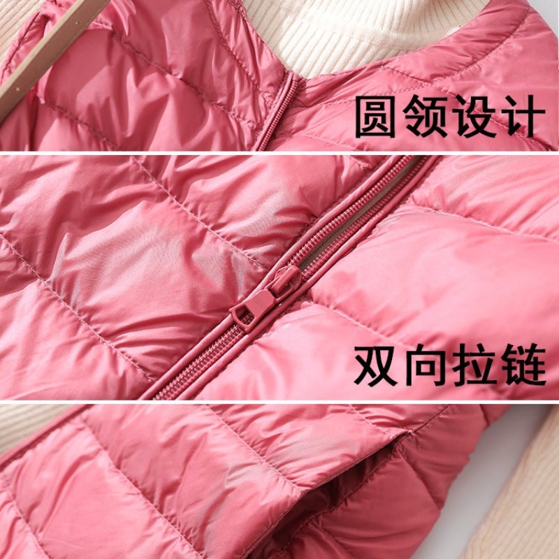 Lightweight Down Vest Women'S Short Round Neck Waistcoat Down Jacket Liner Large Size Vest - Image 3